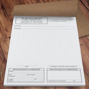 Receituário A5 especial com 2 vias bloco com 50 unid Papel autocopiativo 15x21 cm Impressão da cor preta   
